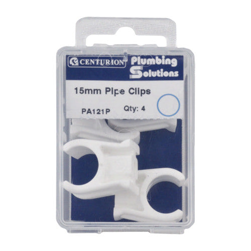 Centurion 15mm Plastic Snap Fix Pipe Clips Pack 4 PA121P