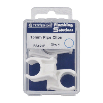 Centurion 15mm Plastic Snap Fix Pipe Clips Pack 4 PA121P