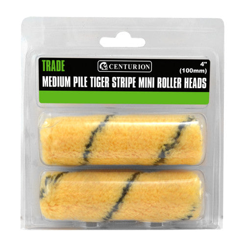 Centurion Medium Pile Tiger Stripe Mini Rollers 100mm Pack of 2 PE25P