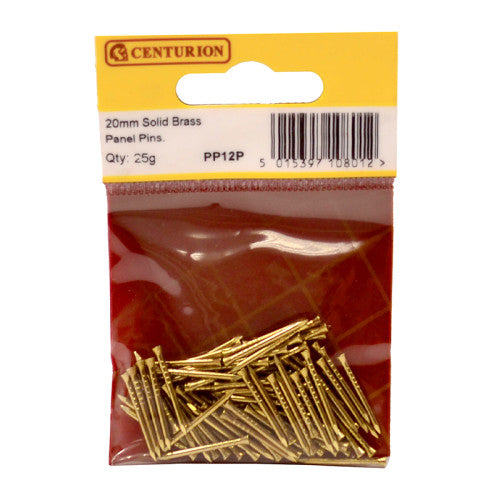 Centurion 20mm Solid Brass Panel Pins 25g PP12P