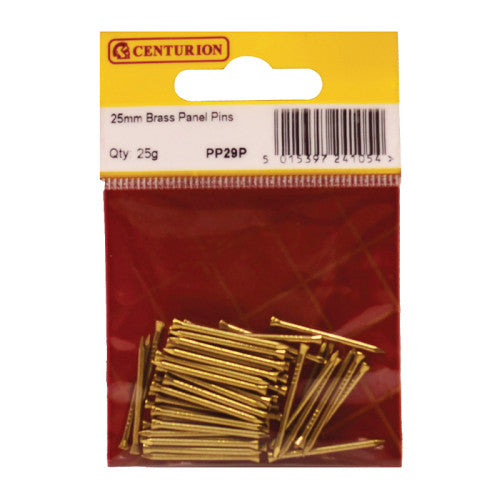 Centurion 25mm Solid Brass Panel Pins 25g PP29P