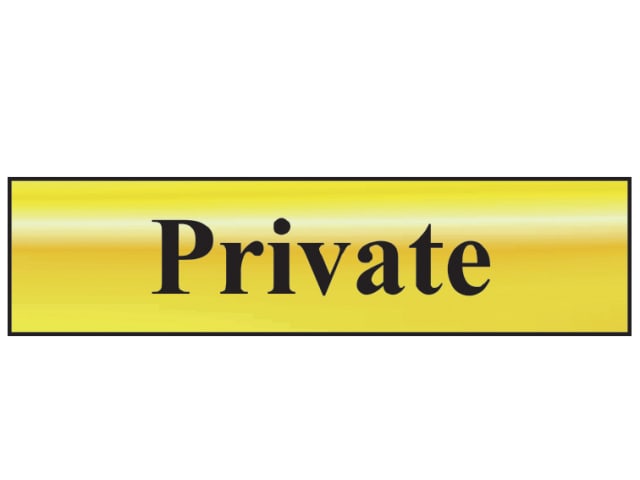 Private Door Sign Polished Brass Effect 200 x 50mm