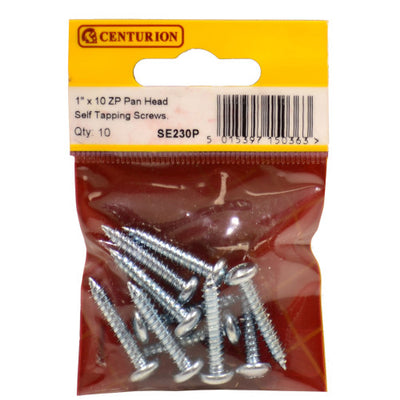 Centurion 1in x 10 ZP Pan Self Tapping Screws 10 Pack SE230P