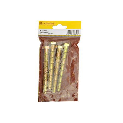 Centurion M8 x 100mm Thunder Bolts Pack 4 SE437P