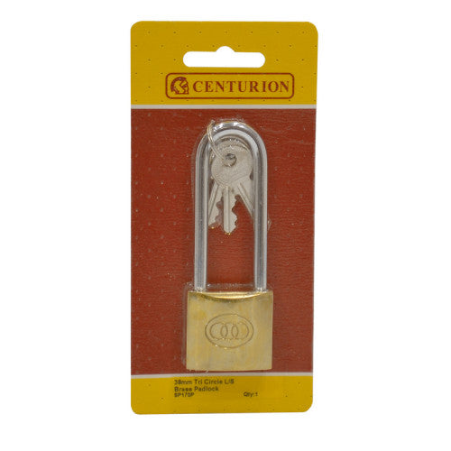 Brass 'Tri-Circle' Padlocks, Long Shackle, 38mm Code: SP170P