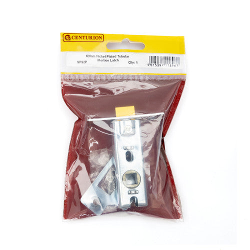Tubular Mortice Latches Bolt Through, Nickel Plated, 63mm Code: SP92P