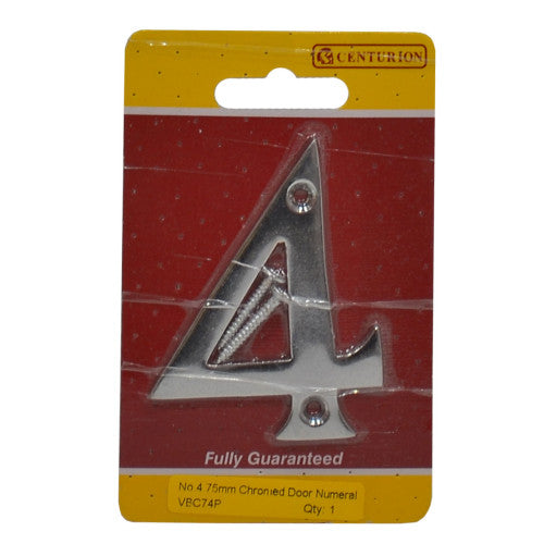 Centurion 75mm Chrome Victorian No.4 Door Number VBC74P