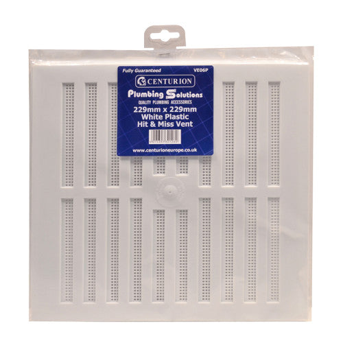 Centurion Plastic Hit & Miss Vents White 229 x 229mm VE06P