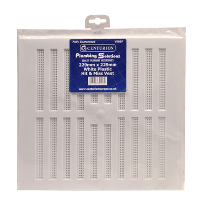 Centurion Plastic Hit & Miss Vents White 229 x 229mm VE06P