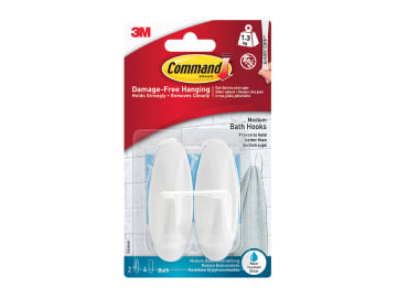3M Command Water Resistant Medium Hooks x 2 17081B