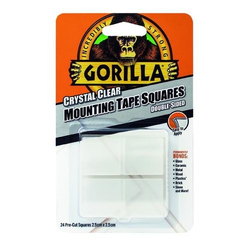 Gorilla Mounting Tape Squares Clear 2.5cm x 24pk
