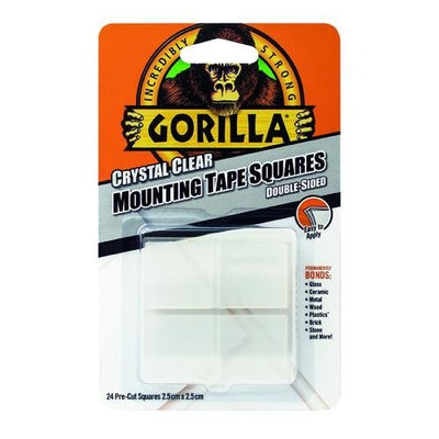 Gorilla Mounting Tape Squares Clear 2.5cm x 24pk