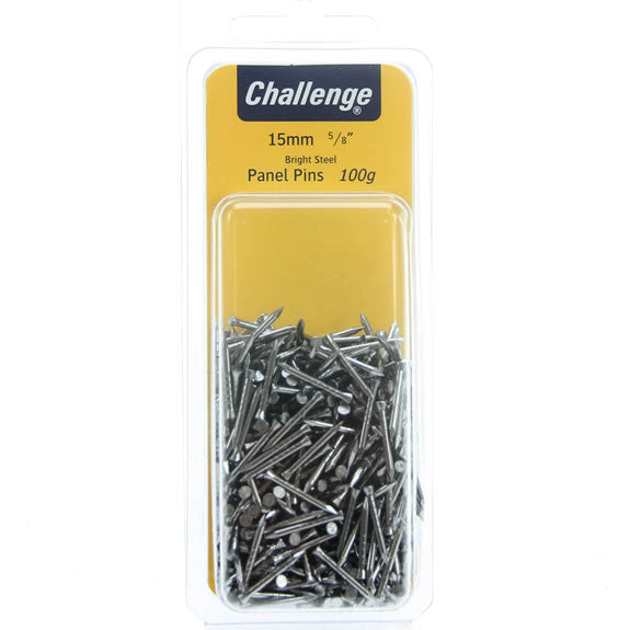 Challenge Panel Pins Bright Steel 15mm Clam Packed