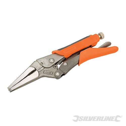 Silverline Self Locking Soft-Grip Long Nose Pliers - 165mm