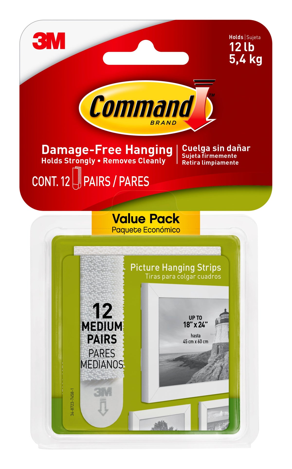 Command Medium Picture Hanging Strips White 12 Pairs