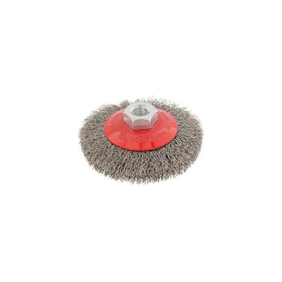 Silverline Stainless Steel Crimp Bevel Brush 100mm M14