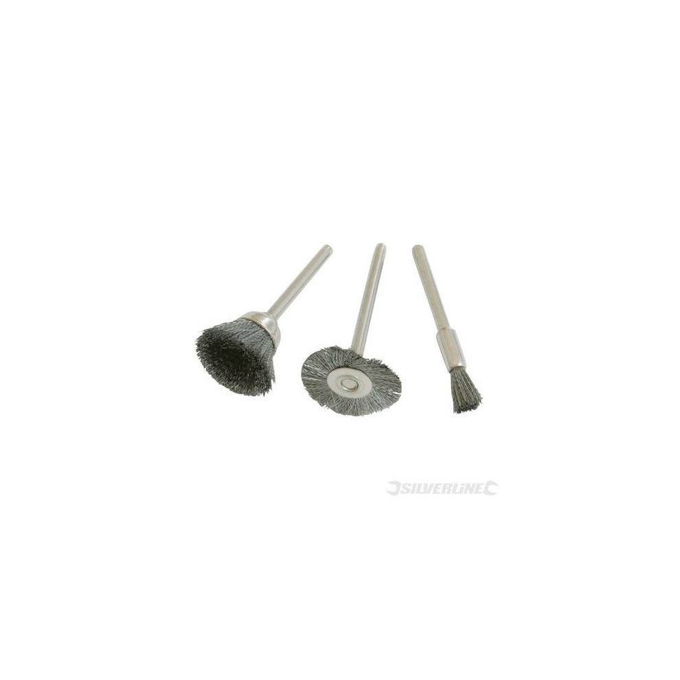 Silverline Rotary Tool Steel Wire Brush Set 3pc 5/15/20mm