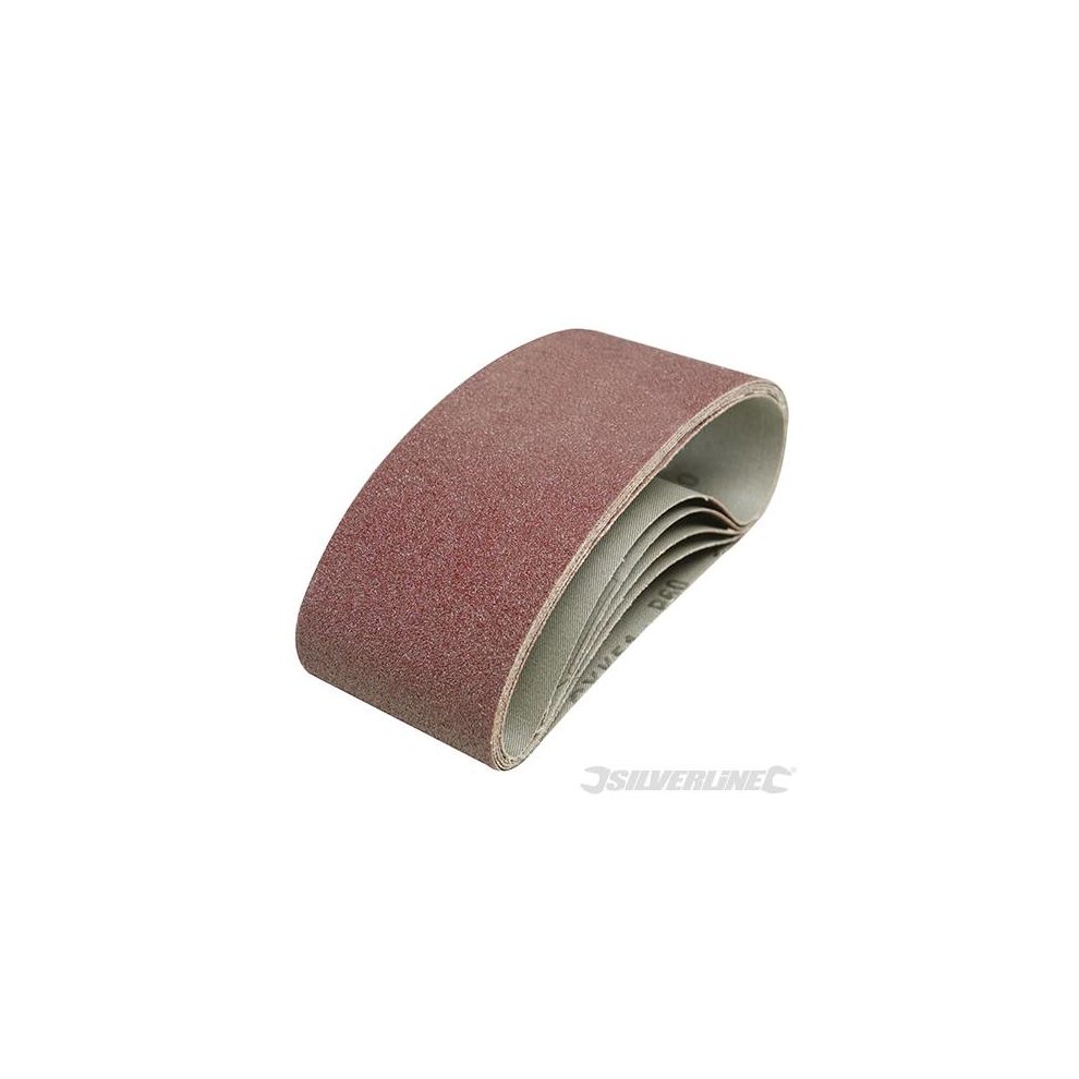 Silverline Sanding Belts 75 x 457mm 60 Grit 5pk