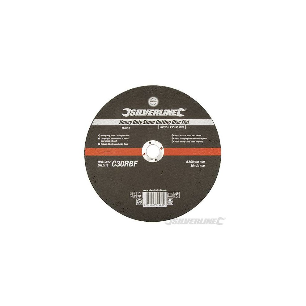 Silverline Heavy Duty Stone Cutting Disc Flat 230 x 3 x 22.23mm