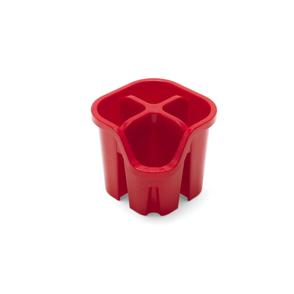 Addis Cutlery Utensil Drainer Caddy with 4 Compartments, Red, 14 X 14 X 13 Cm