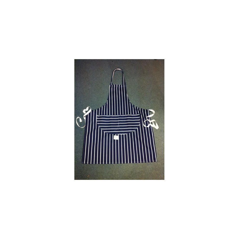 AUK DC830-B Caterers Apron, Striped, Blue/White