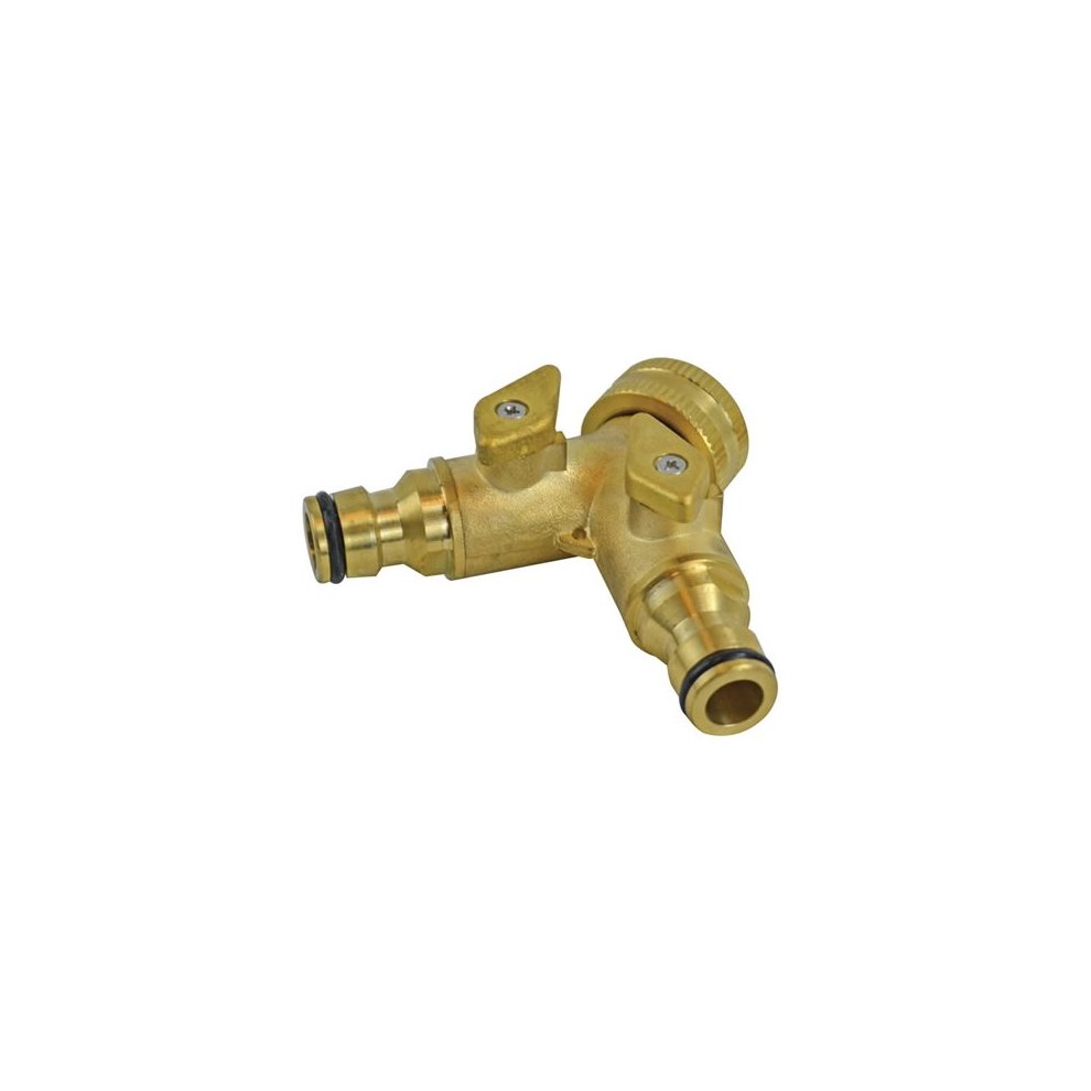 Faithfull 2 Way Shut Off Valve 19mm (3/4in) to 2 x 12.5mm (1/2in)