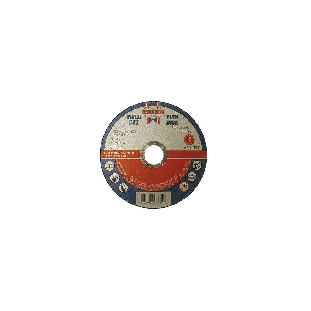 Faithfull Multi-Purpose Cutting Disc 125 x 1.0 x 22.23mm Pack 10