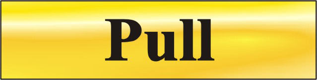 Pull Door Sign Polished Brass Effect 200 x 50mm