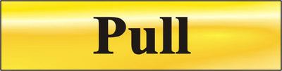 Pull Door Sign Polished Brass Effect 200 x 50mm