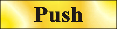 Push Door Sign Polished Brass Effect 200 x 50mm