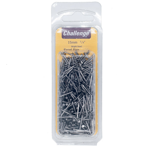 Challenge Panel Pins Bright Steel 15mm Clam Packed