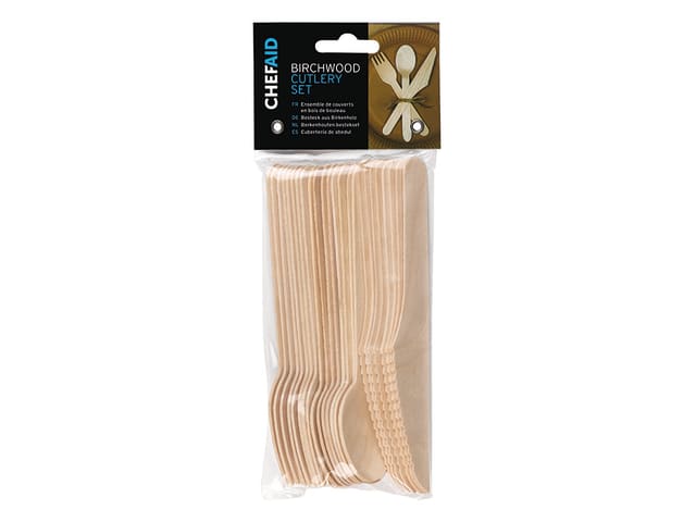 Chef Aid Wooden Cutlery Set Assorted x 24 10E14405