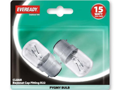 Eveready Clear Pygmy 15W Bayonet Cap x 2 Blistered S1054