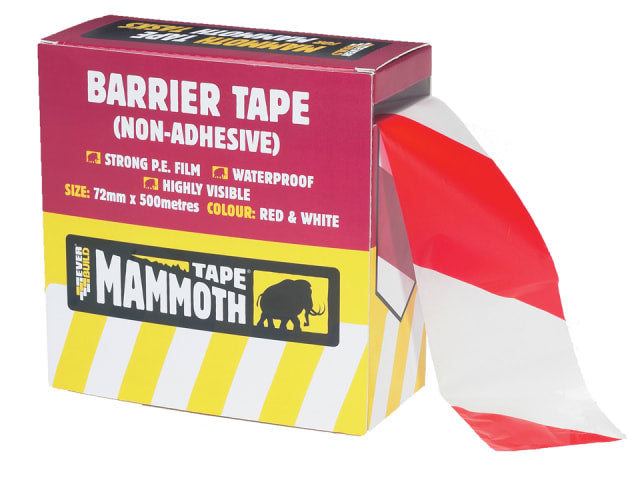 Everbuild Mammoth Barrier Tape Red/White 72mm x 500m