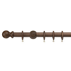 Universal Wooden Curtain Pole - Walnut 28mm X 3m