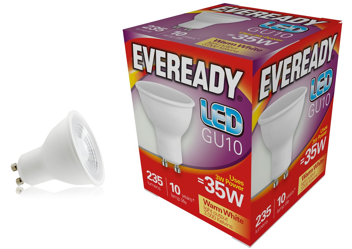 Eveready LED GU10 3W 235lm Warm White S13598