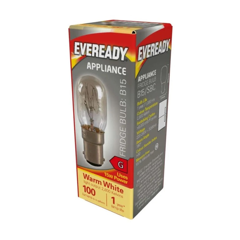 Eveready Fridge Lamp 15W Small Bayonet Cap Warm White S872