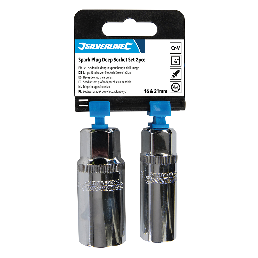 Silverline Spark Plug Deep Socket Set 2pce - 3/8