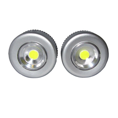 Uni-Com COB Push Lights Silver Pack 2