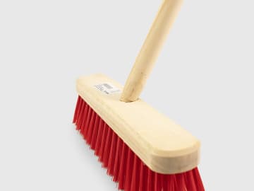 Hill Brush Stiff Broom Red PVC Wood Handle 48in VR21FB48