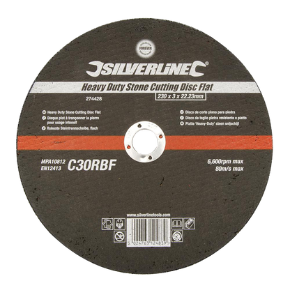 Silverline Heavy Duty Stone Cutting Disc Flat 230 x 3 x 22.23mm