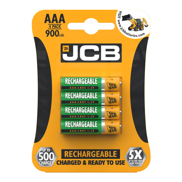 JCB Rechargeable Battery AAA 900mAh Pack 4