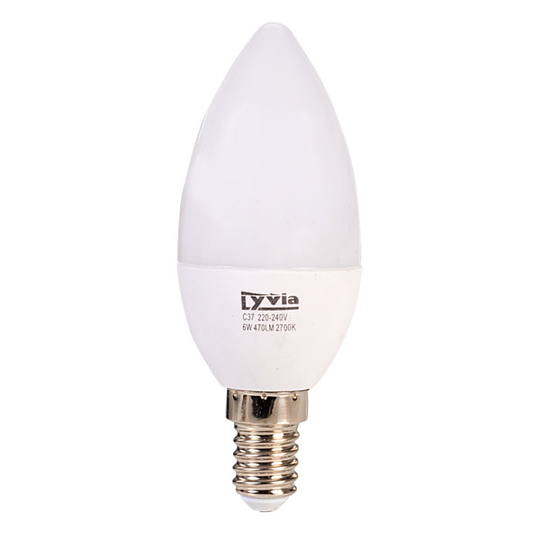LyvEco LED Candle Bulb Warm White 6W E14 SES 470lm 3000K