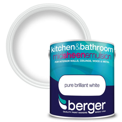 Berger Kitchen & Bathroom Mid Sheen Pure Brilliant White 2.5L