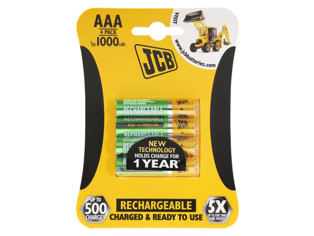 JCB Rechargeable Battery AAA 900mAh Pack 4