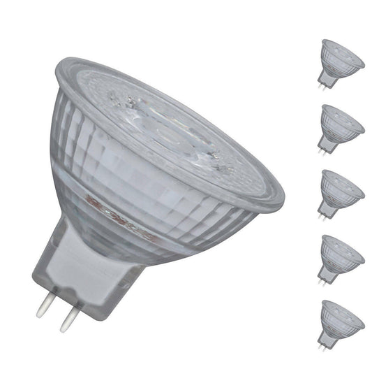 Crompton Lamps LED MR16 Bulbs 5W GU5.3 12V (5 Pack) Warm White (35W Eqv)