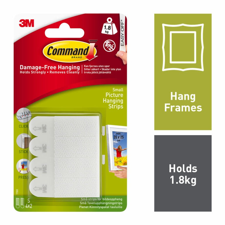 3M Command Small Picture Hanging Strips 1.8 lb White