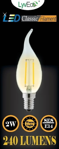 Lyveco SES Clear LED Filament Candle 2700K 2W