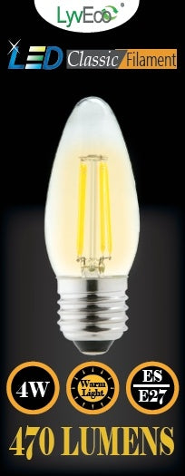 Lyveco ES LED 4 Filament Candle 4W 470 Lumens 2700K