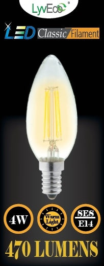 LYVECO 4W SES LED FILAMENT CANDLE WARM WHITE**4606**